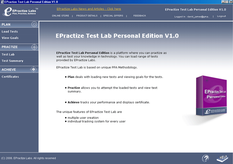 EPractize Test Lab - Free SCJP 5.0 Mock Test screenshot